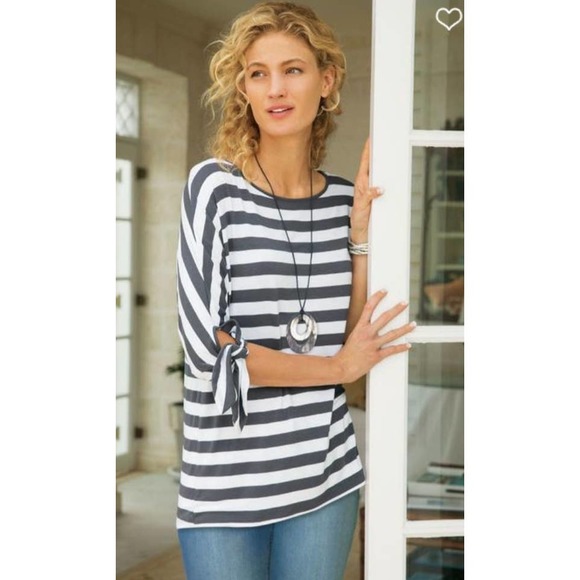 SOFT SURROUNDINGS "Adrift" Striped Top - Picture 1 of 6